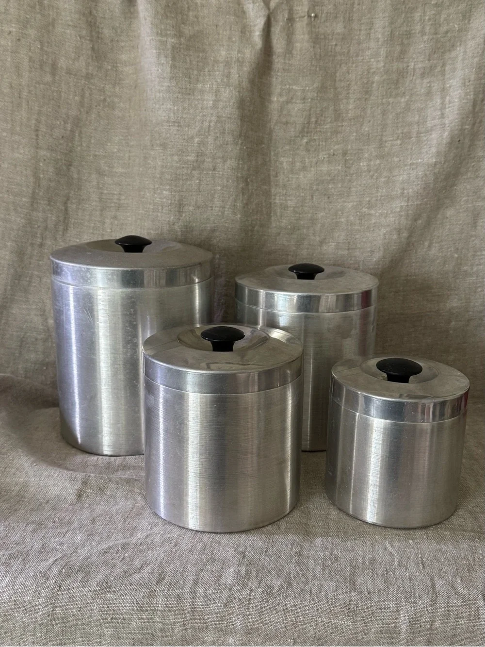 Vintage 1950s Spun Aluminum Nesting Canister Set
